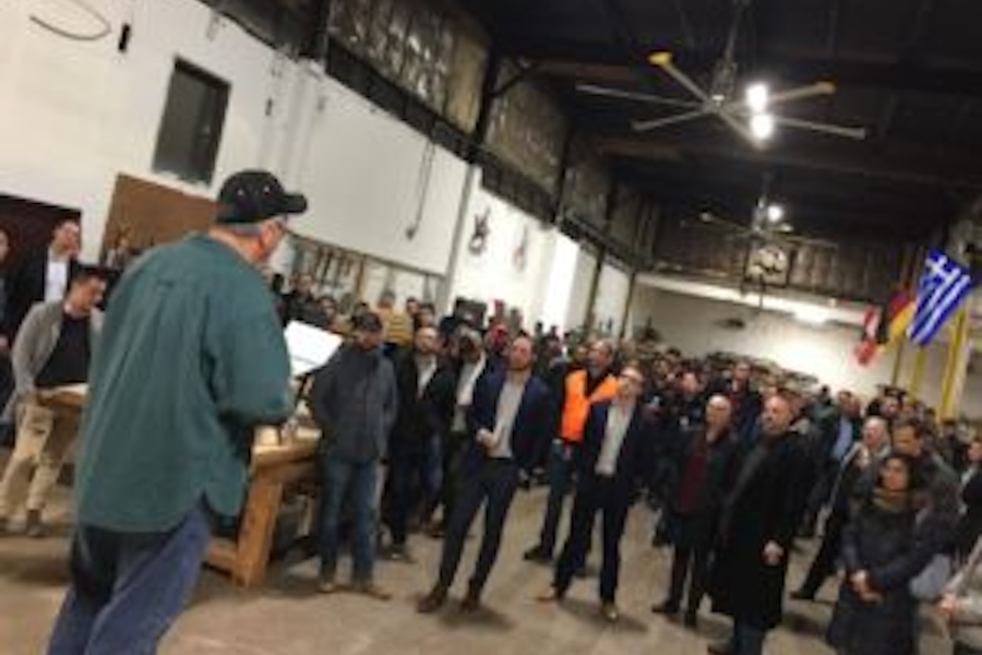 Image of Attendees at the Factory tour at Goebel Furniture.