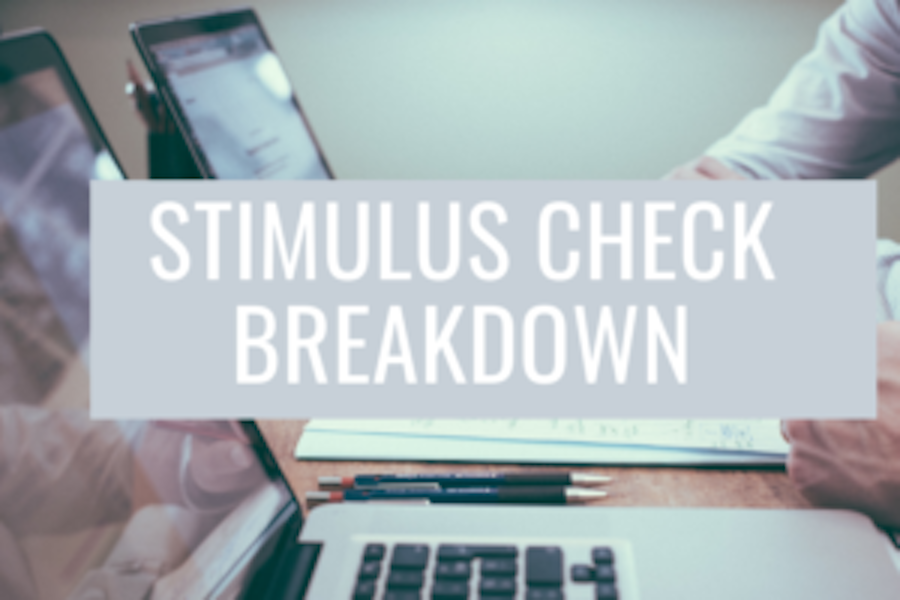 Image of someone using a computer and text that says Stimulus Check Breakdown