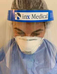 woman wears an inx medical mask