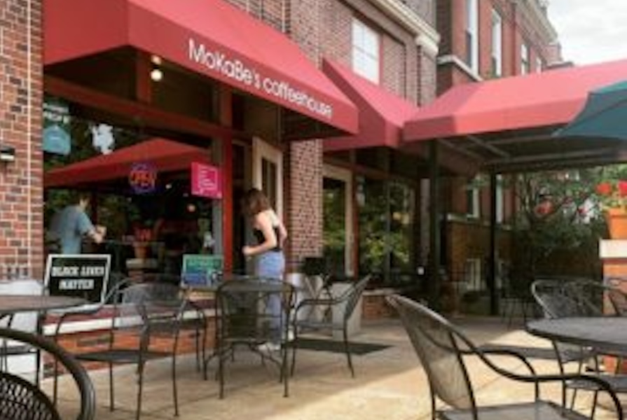Image of the outside of MokaBe's coffeehouse