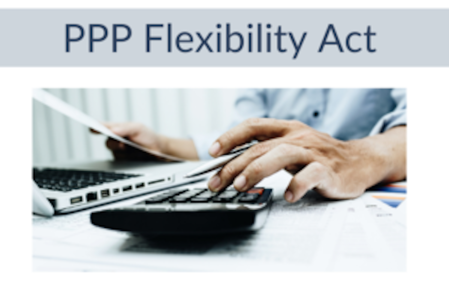 Image of a person working at a computer that says PPP Flexibility Act
