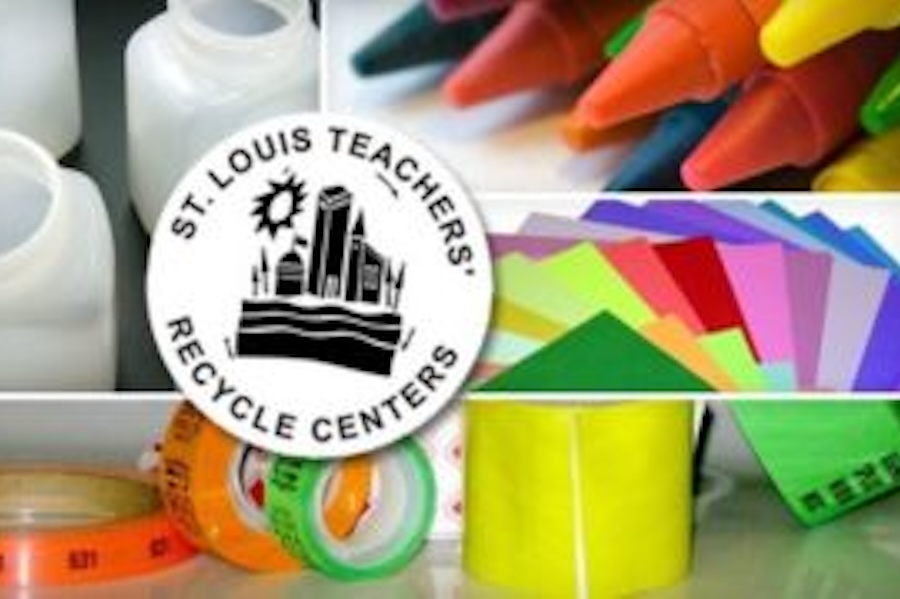 St, louis Teachers Recycle Centers logo with images of school supplies