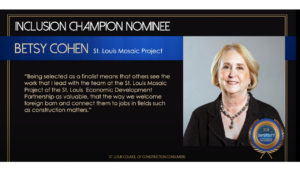 Betsy Cohen of St. Louis Mosaic Project of the St. Louis Economic Development Partnership as Diversity Awards Finalist