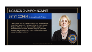Betsy Cohen of St. Louis Mosaic Project of the St. Louis Economic Development Partnership as Diversity Awards Finalist