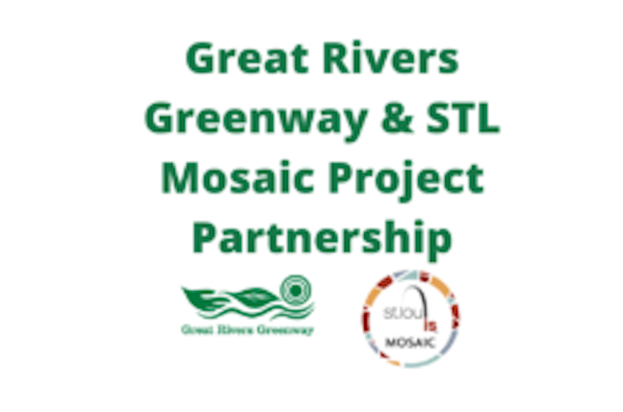 Graphic that says Great rivers Greenway and STL mosaic project partnership