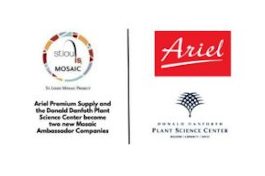 StL mosaic project logo and Ariel and Plant Science Center logo