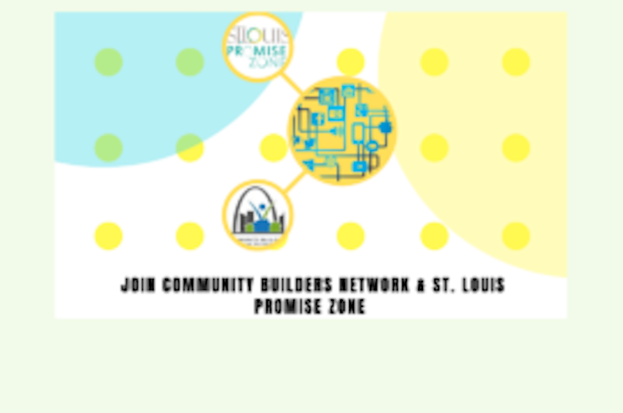 Graphic of circles that says Join community building network and St. Louis Promise Zone