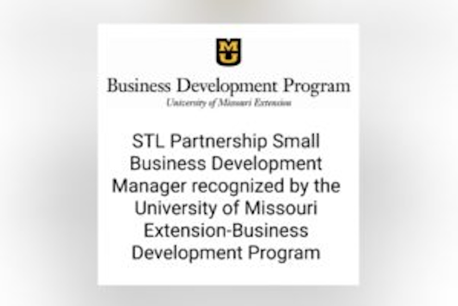 Mizzou logo that reads Business Development Program, STL partnership small business development manager recognized by the University of Missouri Extension-Business Development Program