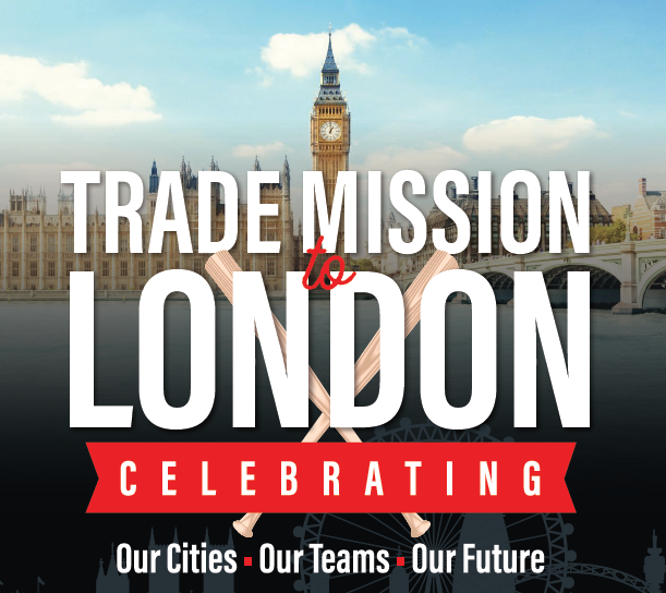 Image of Big Ben. Words on top read, "Trade Mission to London. Celebrating our cities, our teams, or future."