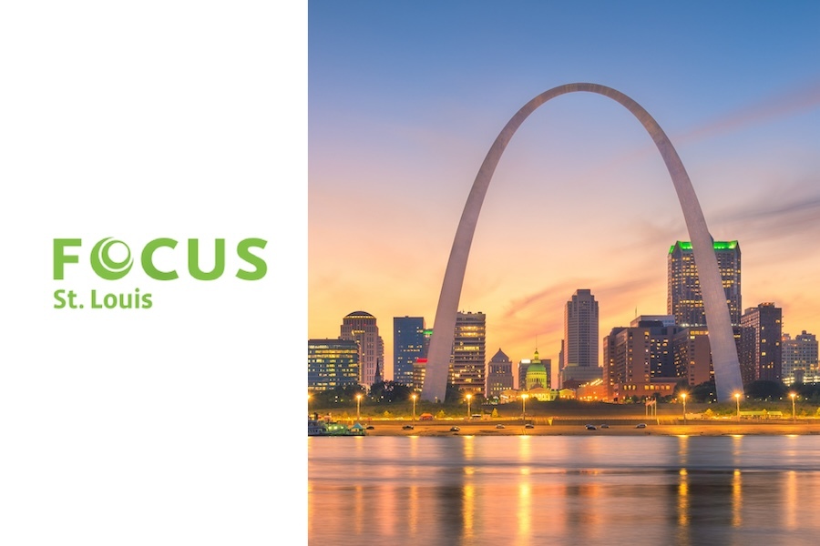 Image of the Arch in St. Louis with the FOCUS St.Louis logo