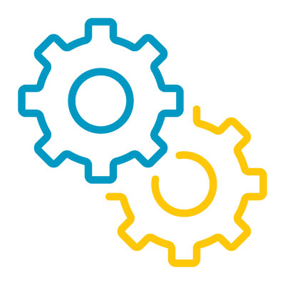 Graphic of two gears