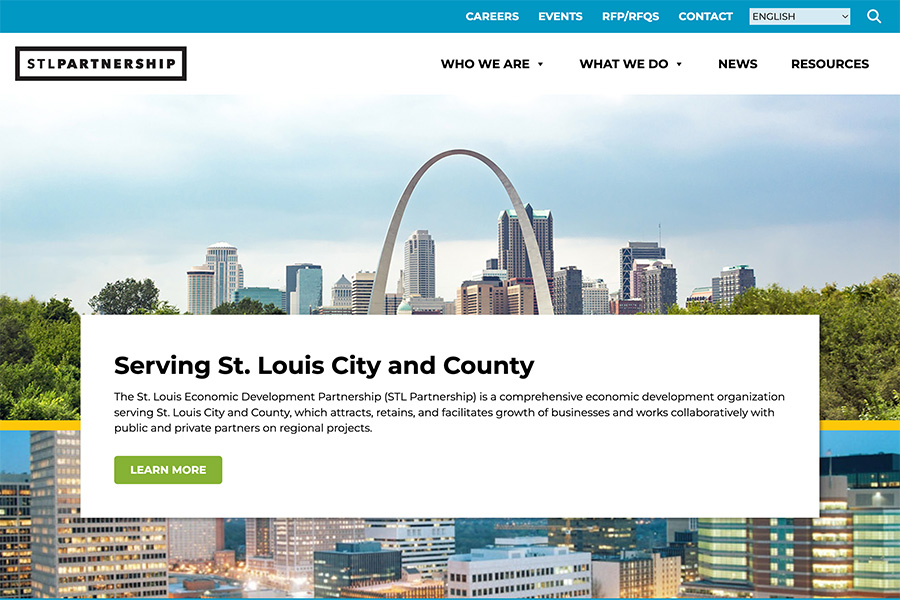 Screenshot of the homepage of the STL Partnership website