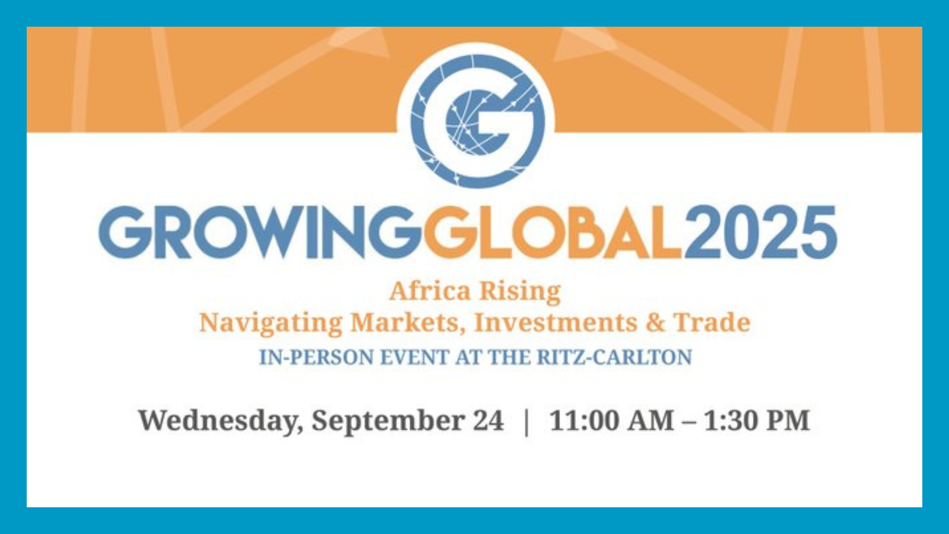 Growing global invitation in blue border