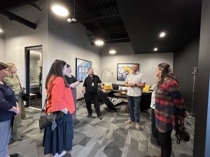 tour group inside dressing room