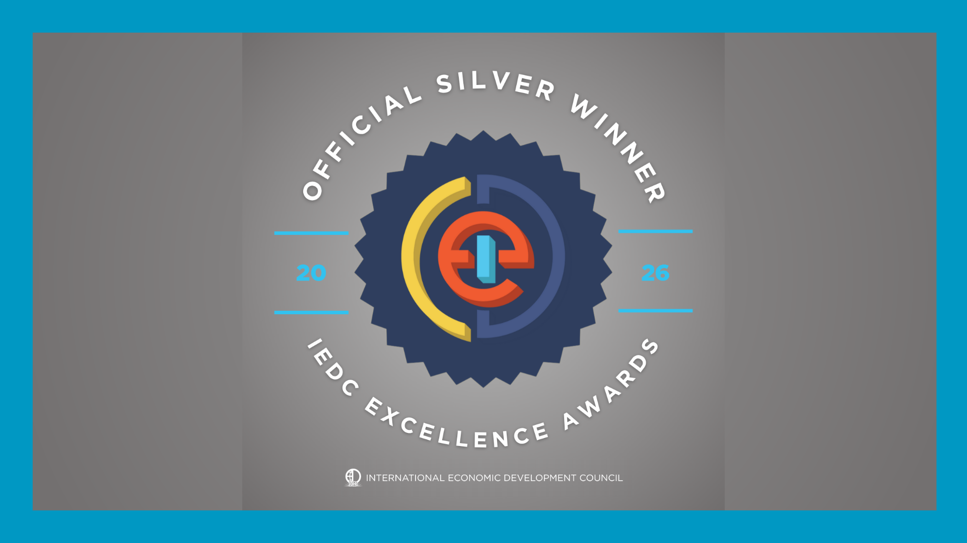 Silver IEDC Excellence award with blue border